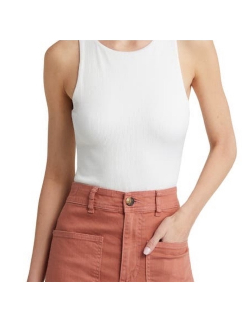 BP White Ribbed Top perfect for summer